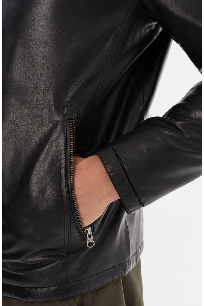 Leather Reversible Puffer Jacket, Alternate, color, BLACK