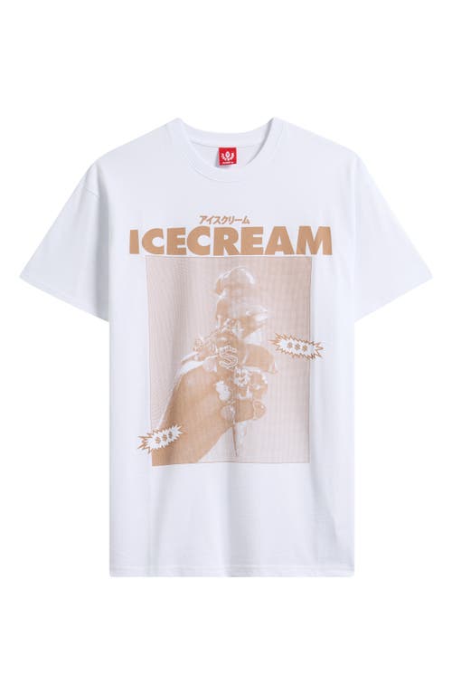 Icecream Sip Cotton Graphic T-shirt In White