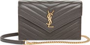 Saint Laurent Cassandre Quilted Leather Wallet on a Chain
