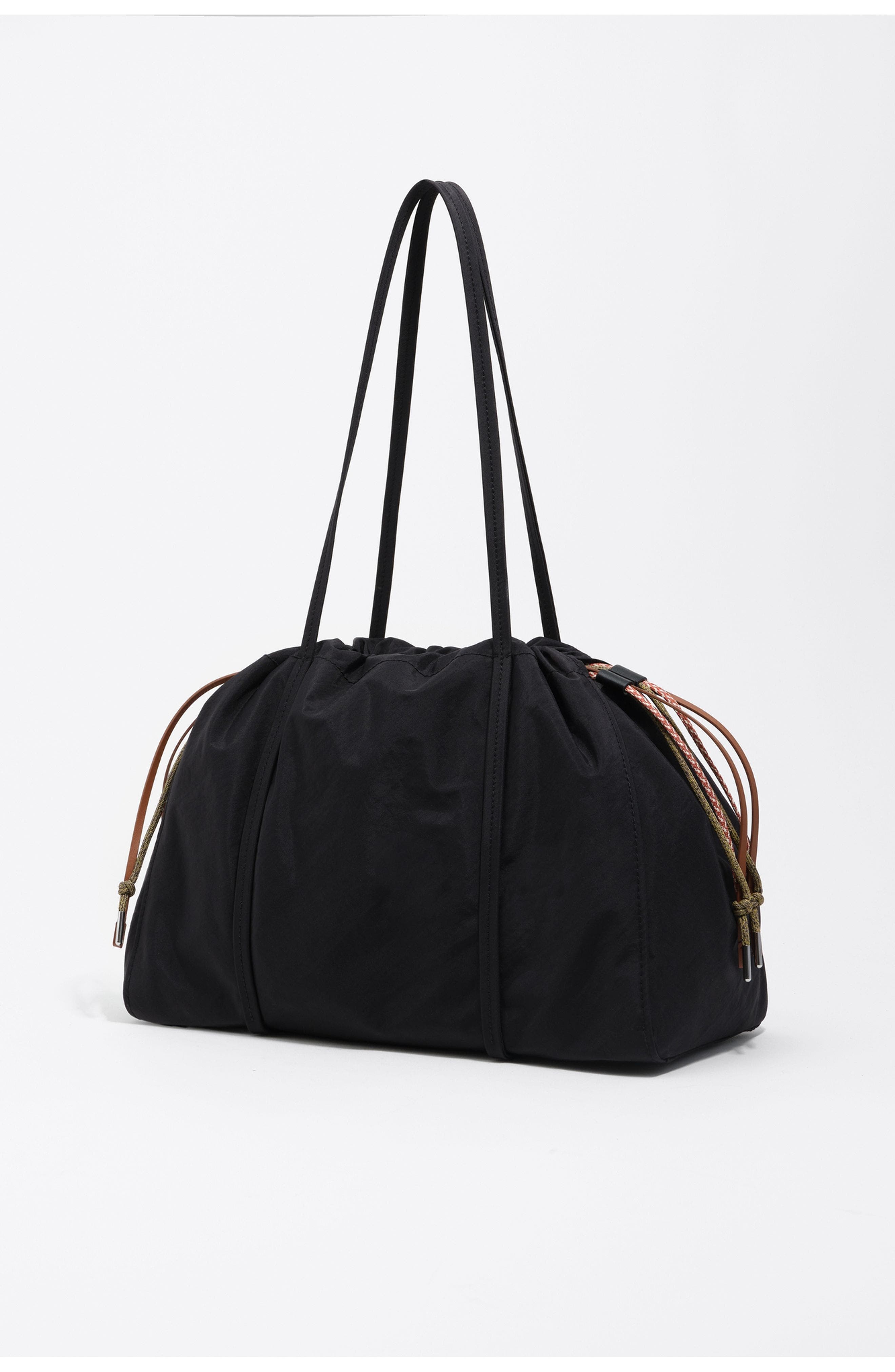 Large Nylon Shoulder Bag, Alternate, color, BLACK
