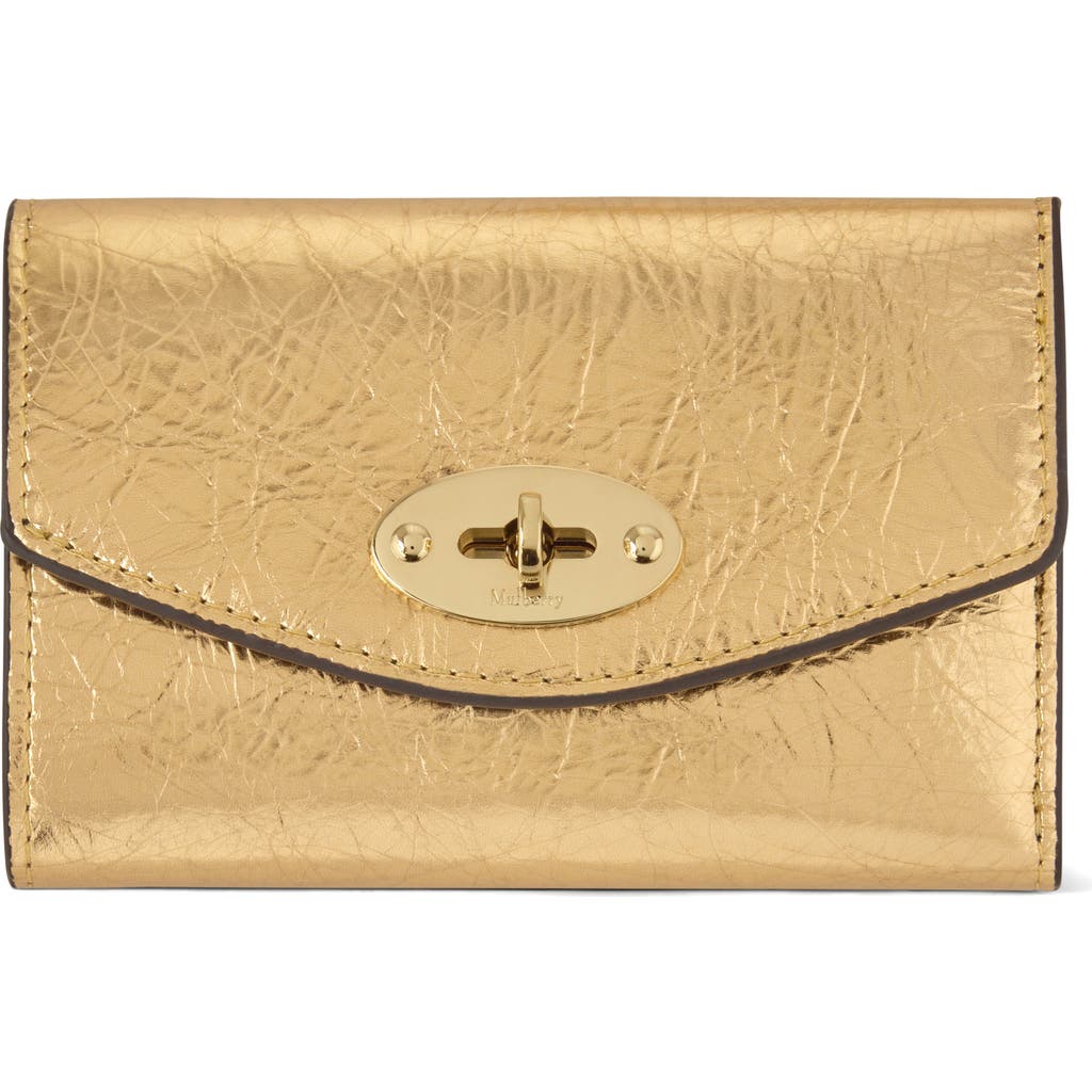 Mulberry Darley Metallic Leather Wallet On A Chain In Gold