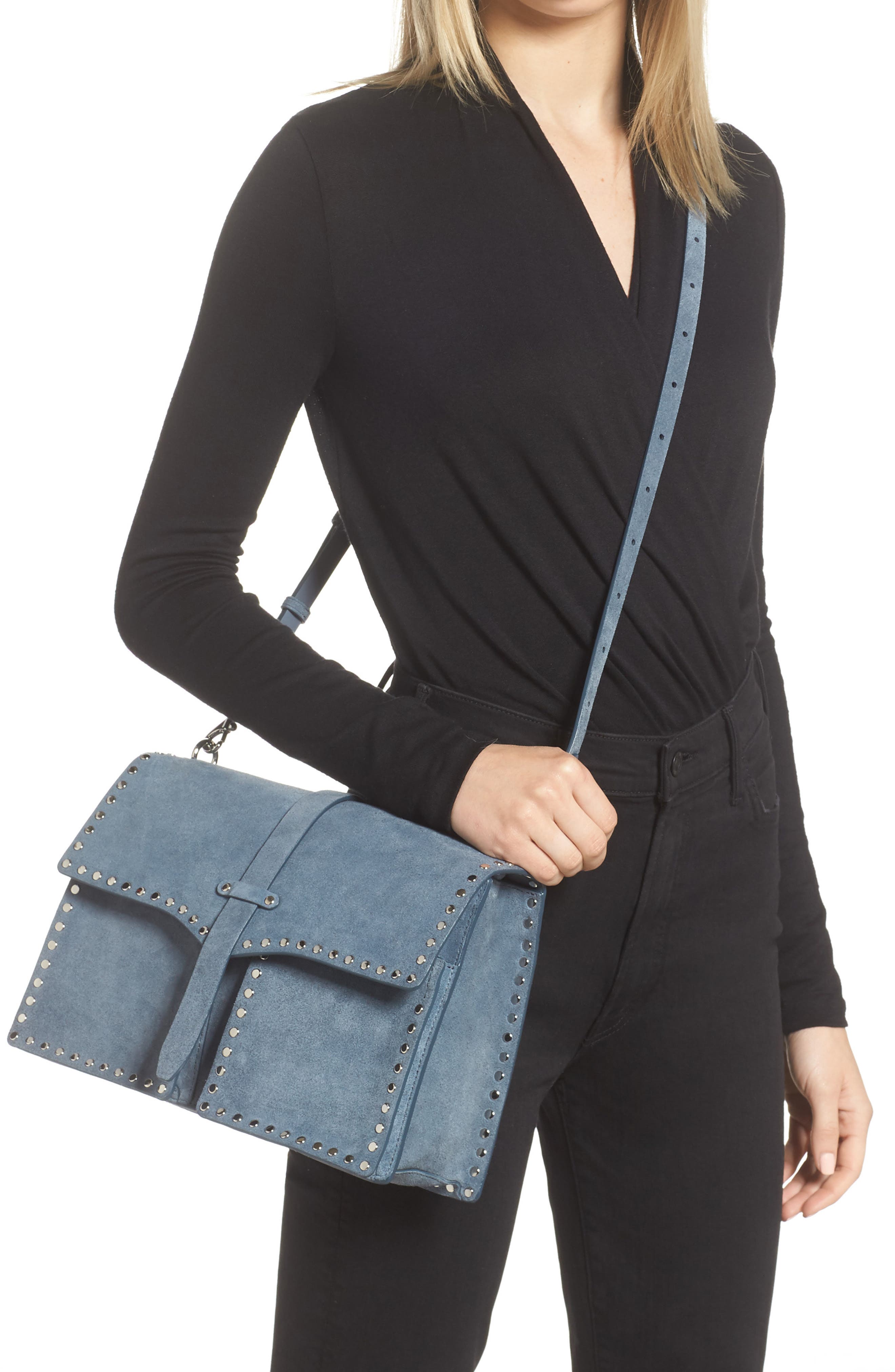 Studded Leather Shoulder Bag, Alternate, color, LUNA