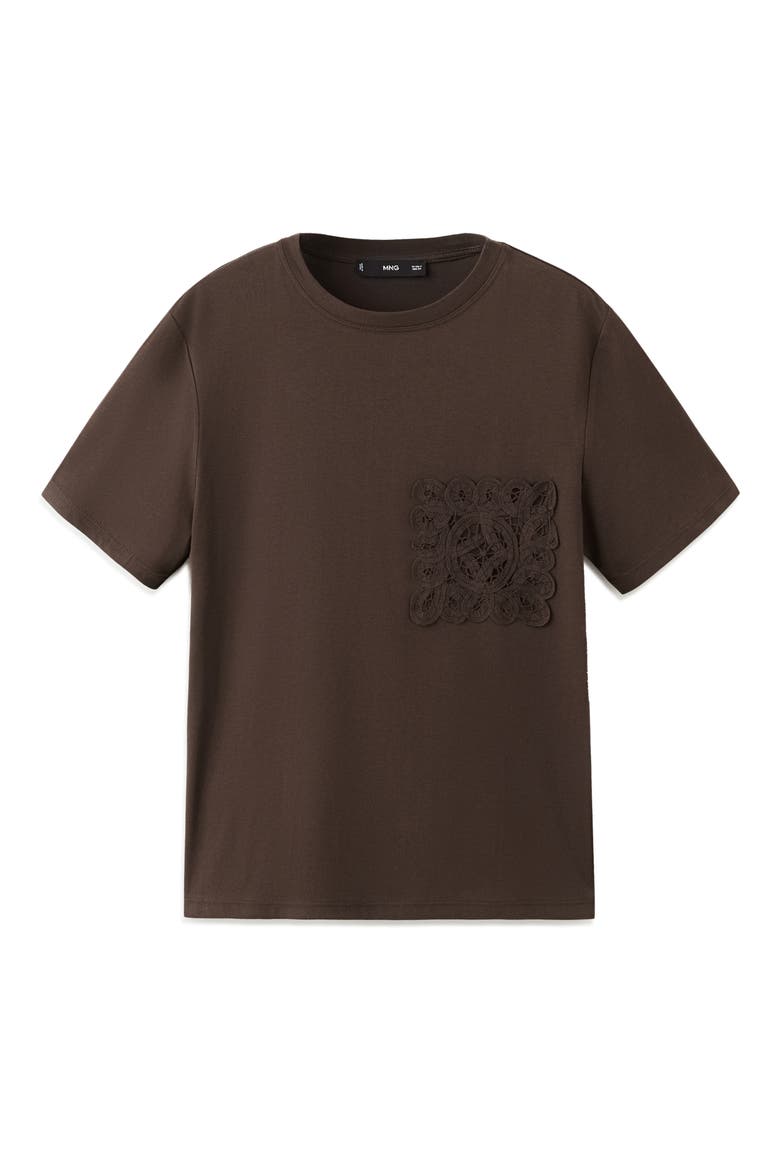 Embroidered Cotton T-Shirt, Alternate, color, CHOCOLATE