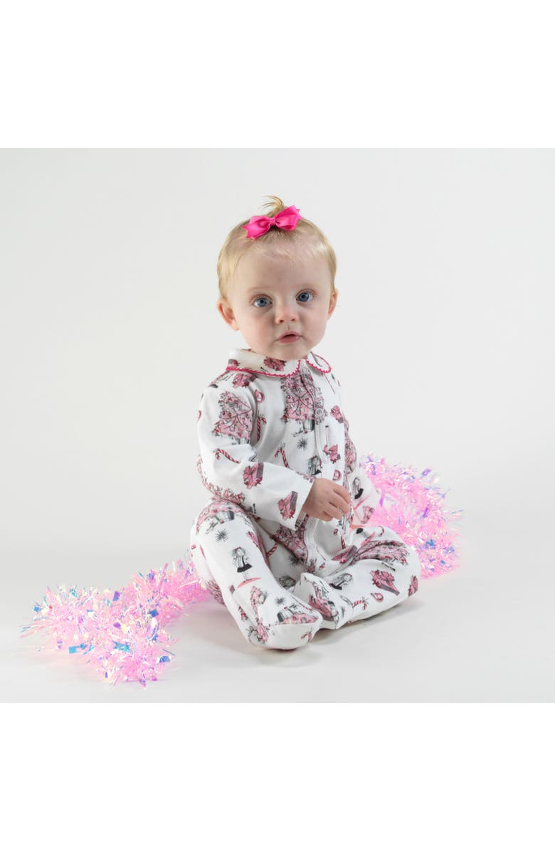 Rachel Riley Eloise Christmas Tree Footie, Alternate, color, Pink