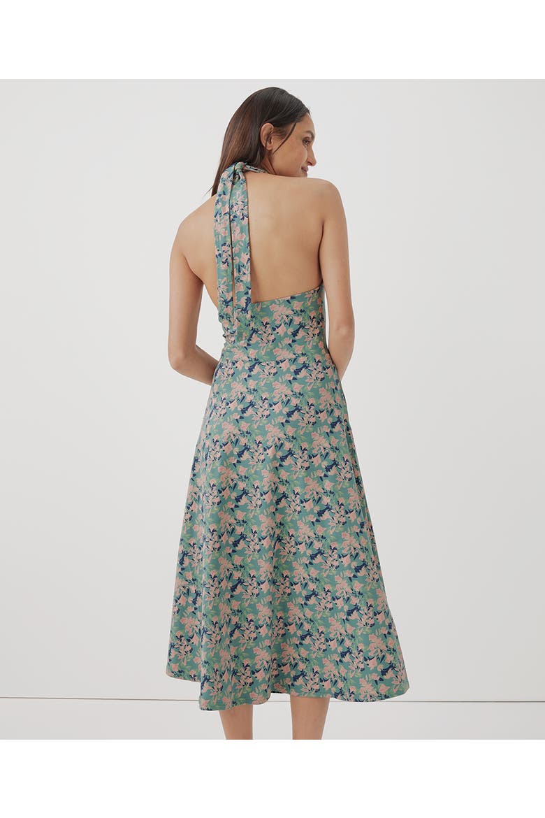 Organic Cotton Fit & Flare Modern Halter Dress, Alternate, color, Shadow Floral Spruce