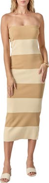 Endless Rose Stripe Strapless Tube Midi Dress