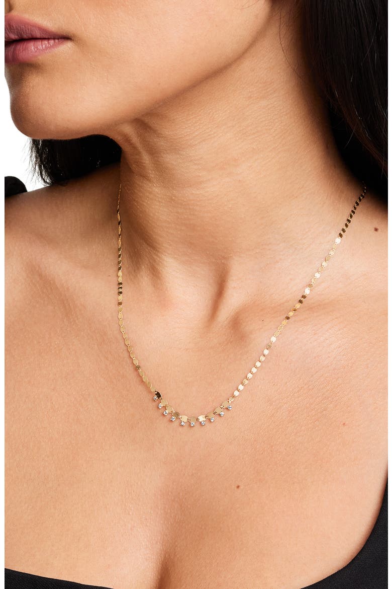 Petite Nude Solo Zipper Necklace - 0.22 ctw, Alternate, color, YELLOW GOLD