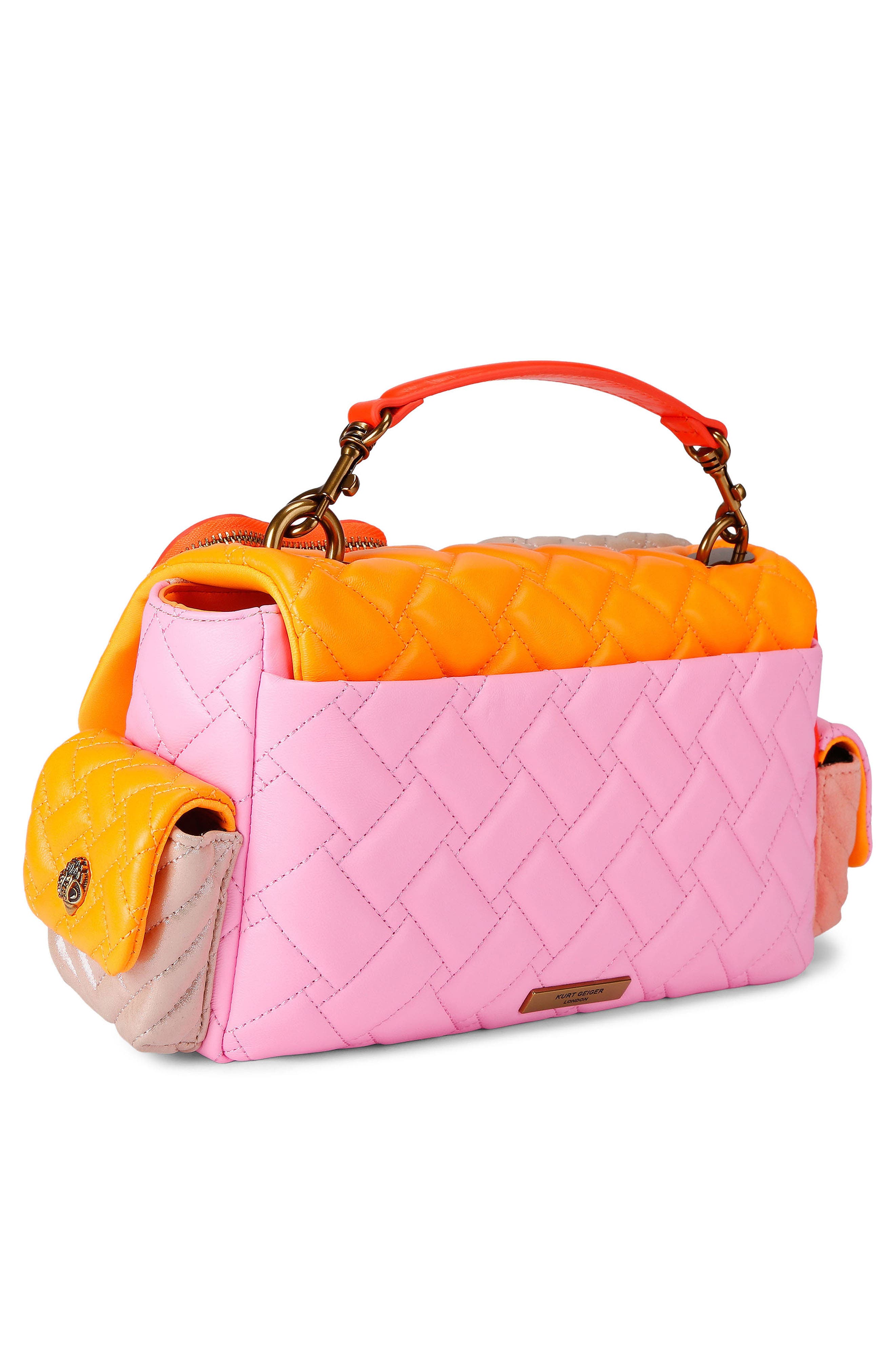 Kurt Geiger London Kensington Multipocket Quilted Leather Shoulder Bag, Alternate, color, Open Pink