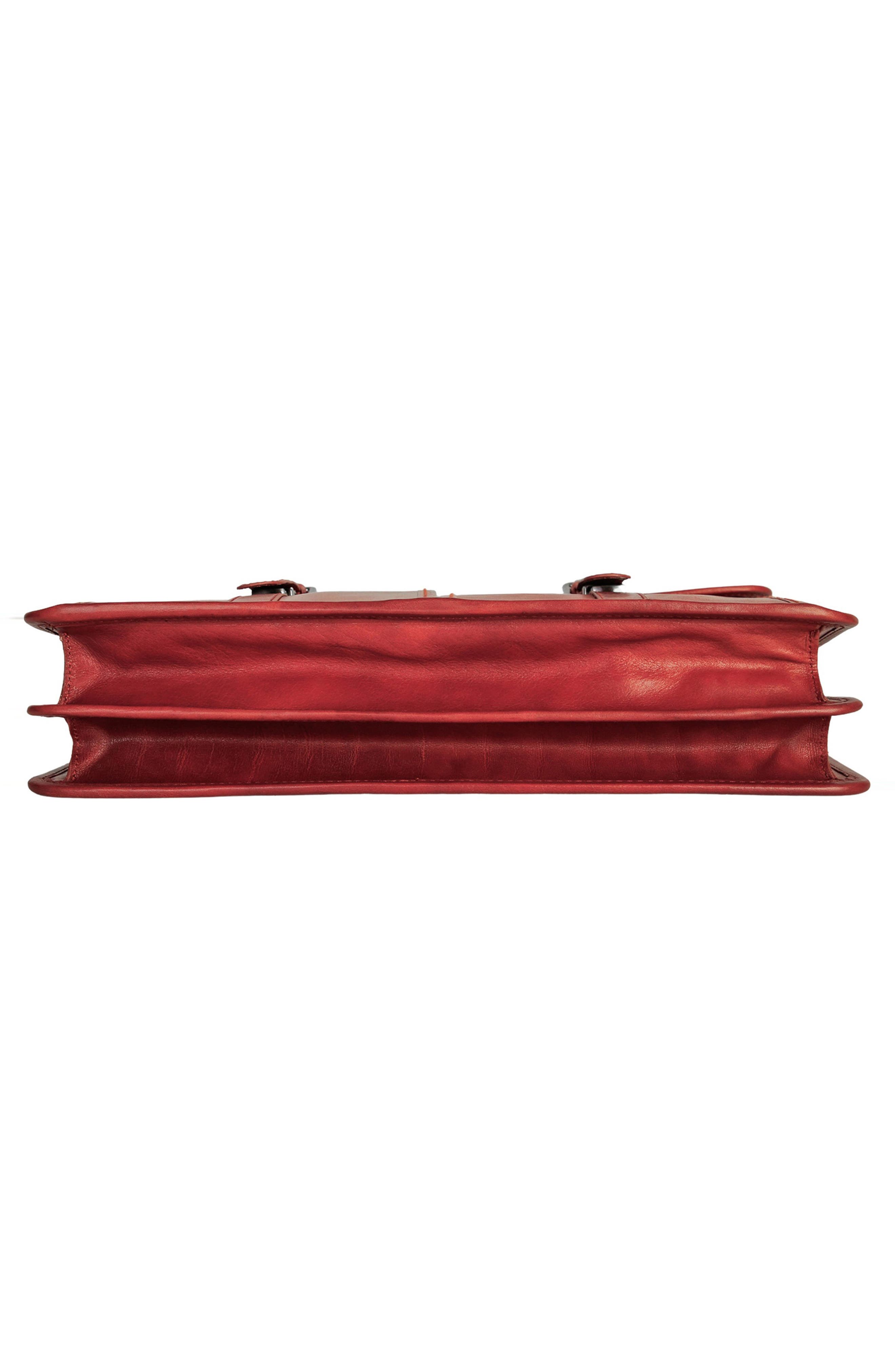 Double Compartment Leather Briefcase, Alternate, color, COGNAC