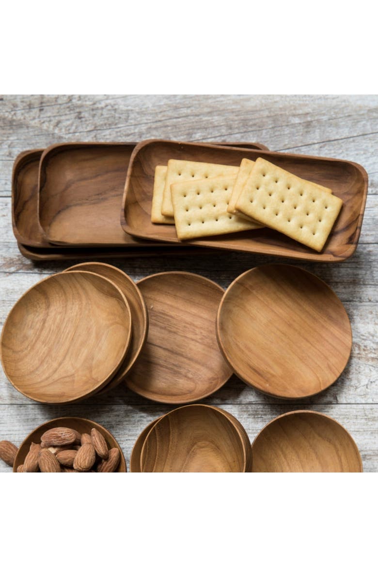 Teak Trays - Set of 4, Alternate, color, Brown
