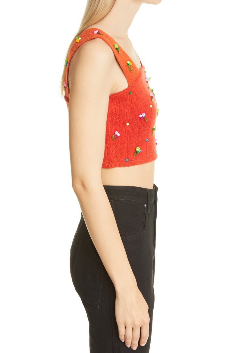 Rosie Pointelle Lambswool Crop Top, Alternate, color, TOMATO
