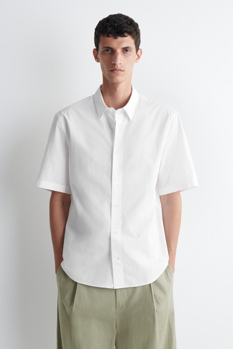 Relaxed Cotton Short-sleeved Shirt, Main, color, WHITE