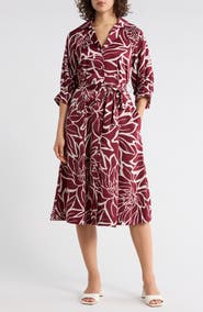 SANDRA DARREN Floral Midi Shirtdress