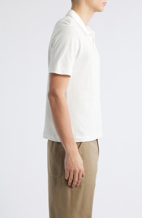 Shop Merz B Schwanen Johnny Collar Linen & Organic Cotton Polo In White