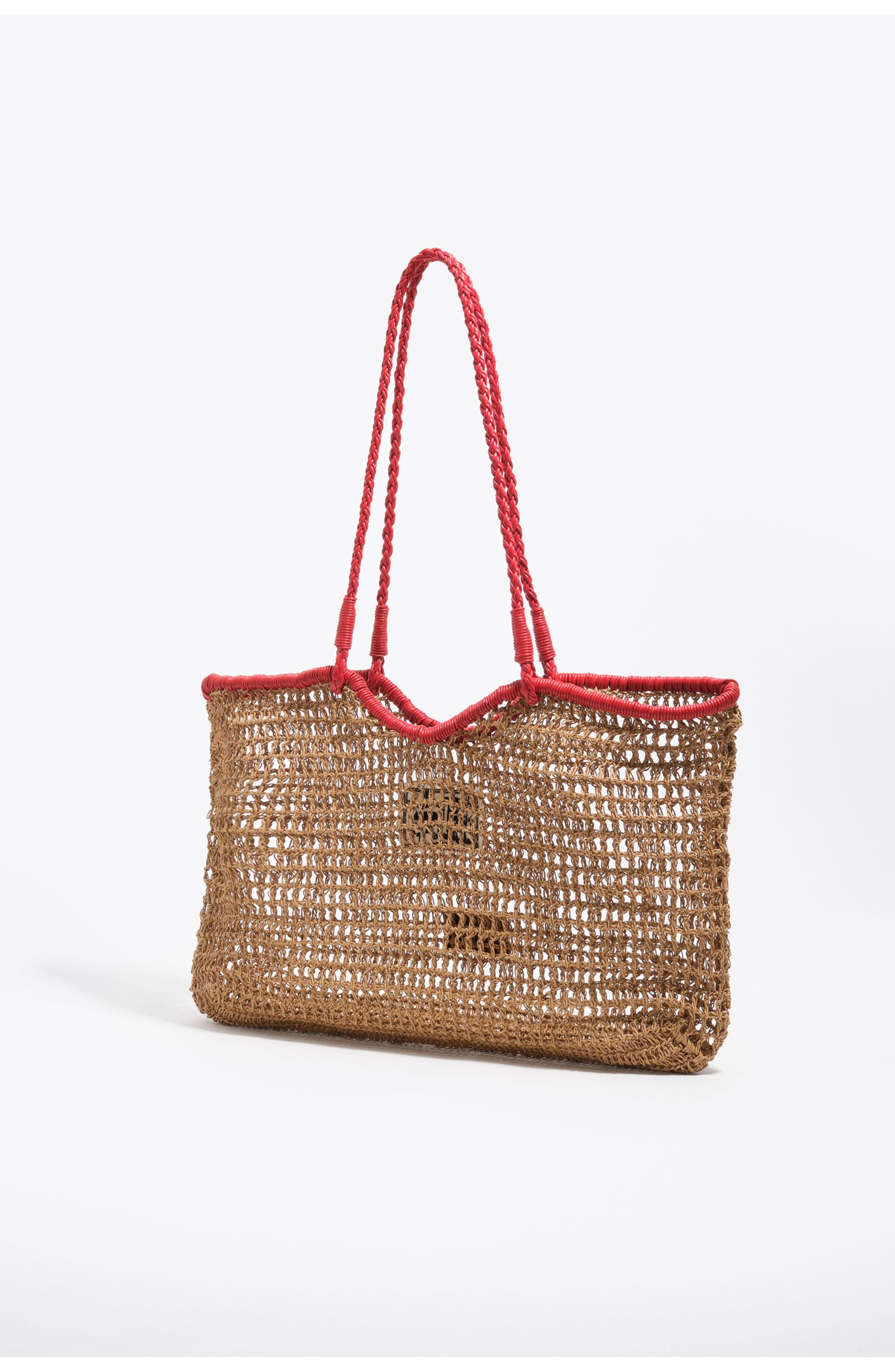 Bimba y Lola Large Dark Raffia-Effect Shopper Bag, Alternate, color, Dark Natural