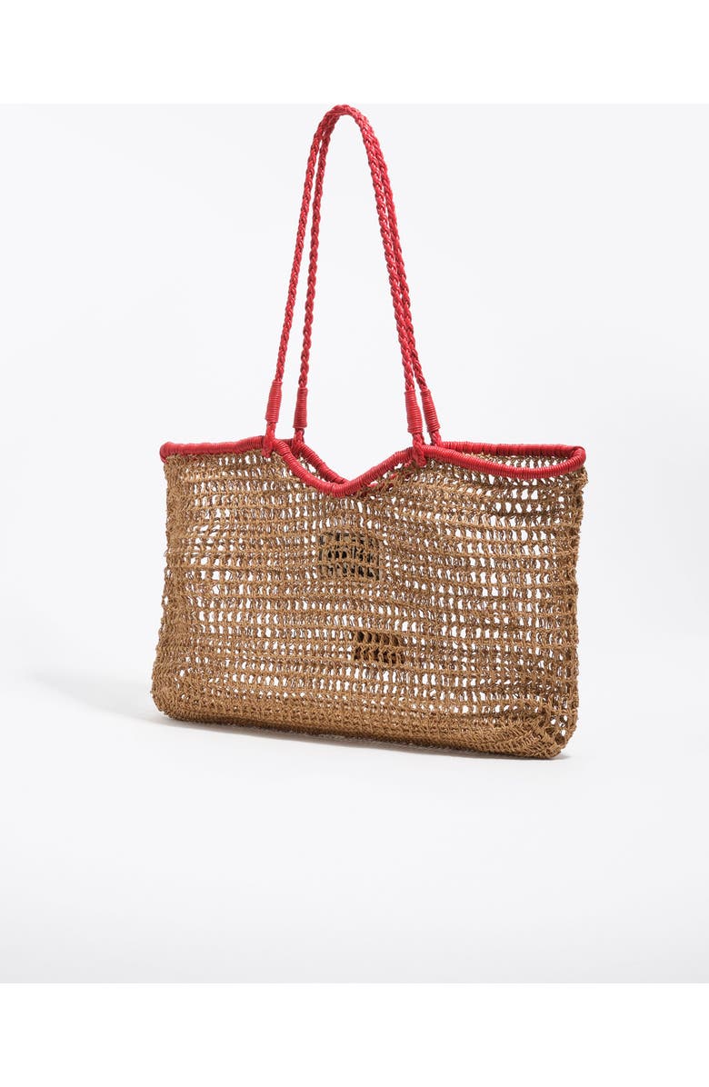 Bimba y Lola Large Dark Raffia-Effect Shopper Bag, Alternate, color, Dark Natural