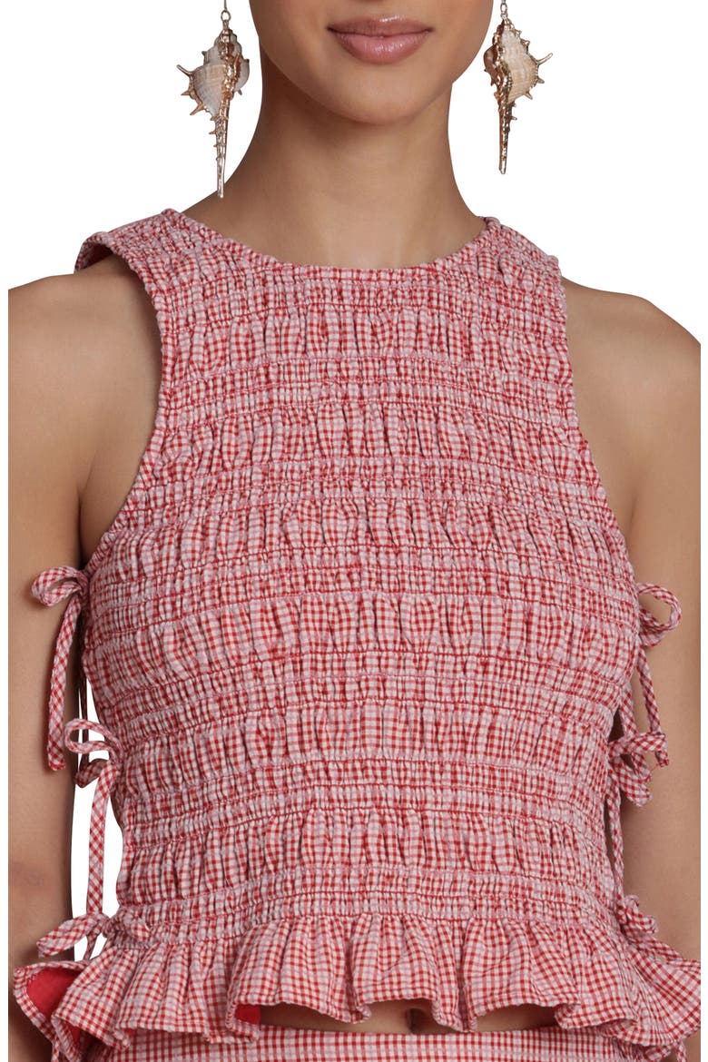 Smocked Sleeveless Top, Alternate, color, CREAM-RED MULTI