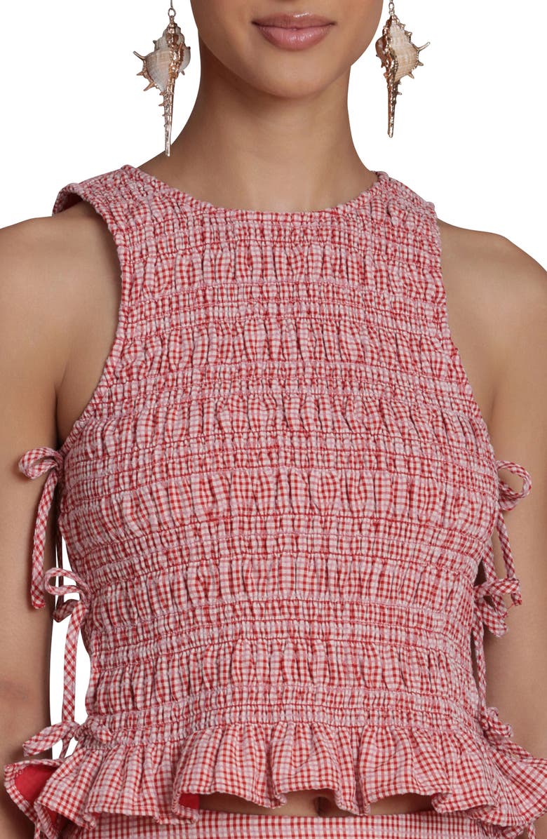 Avec Les Filles Smocked Sleeveless Top, Alternate, color, Cream-Red Multi