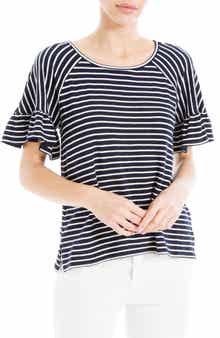 MAX STUDIO Stripe Flutter Sleeve Top