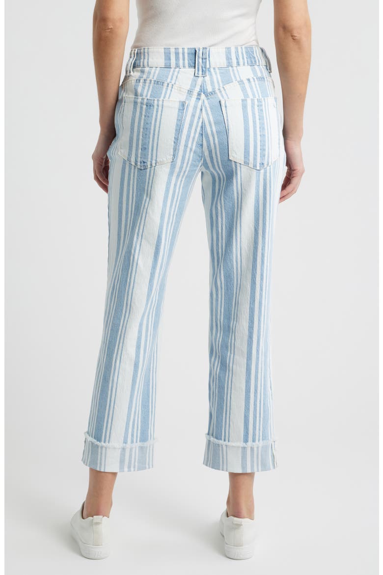Frayed Cuffed High Waist Boyfriend Jeans, Alternate, color, LIGHT BLUE