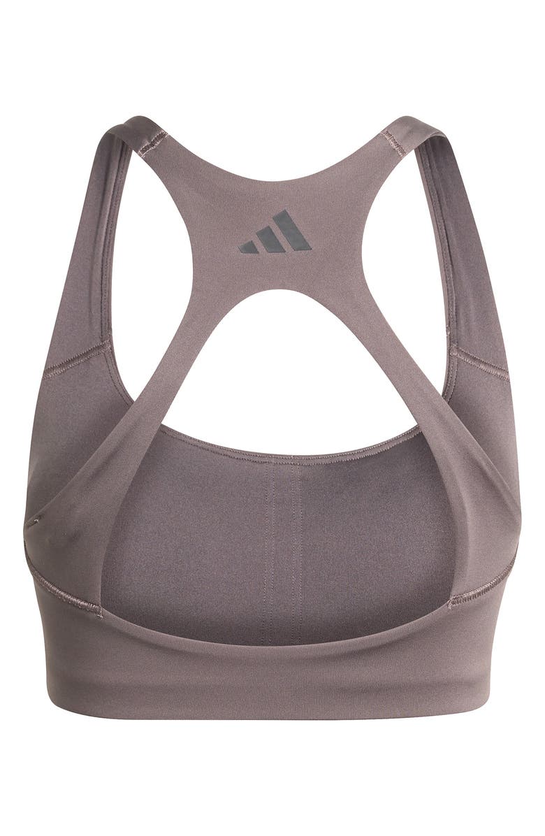 adidas Opt 3-Stripes Low Impact Sports Bra, Alternate, color, Charcoal/ Black