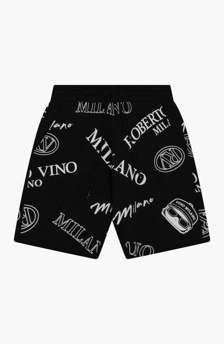 Roberto Vino All Over Icon Short Set, Alternate, color, Black