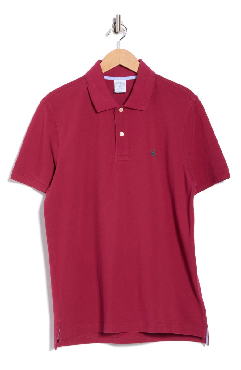 Brooks Brothers Trim Fit Solid Cotton Piqué Polo, Main, color, Red Plum