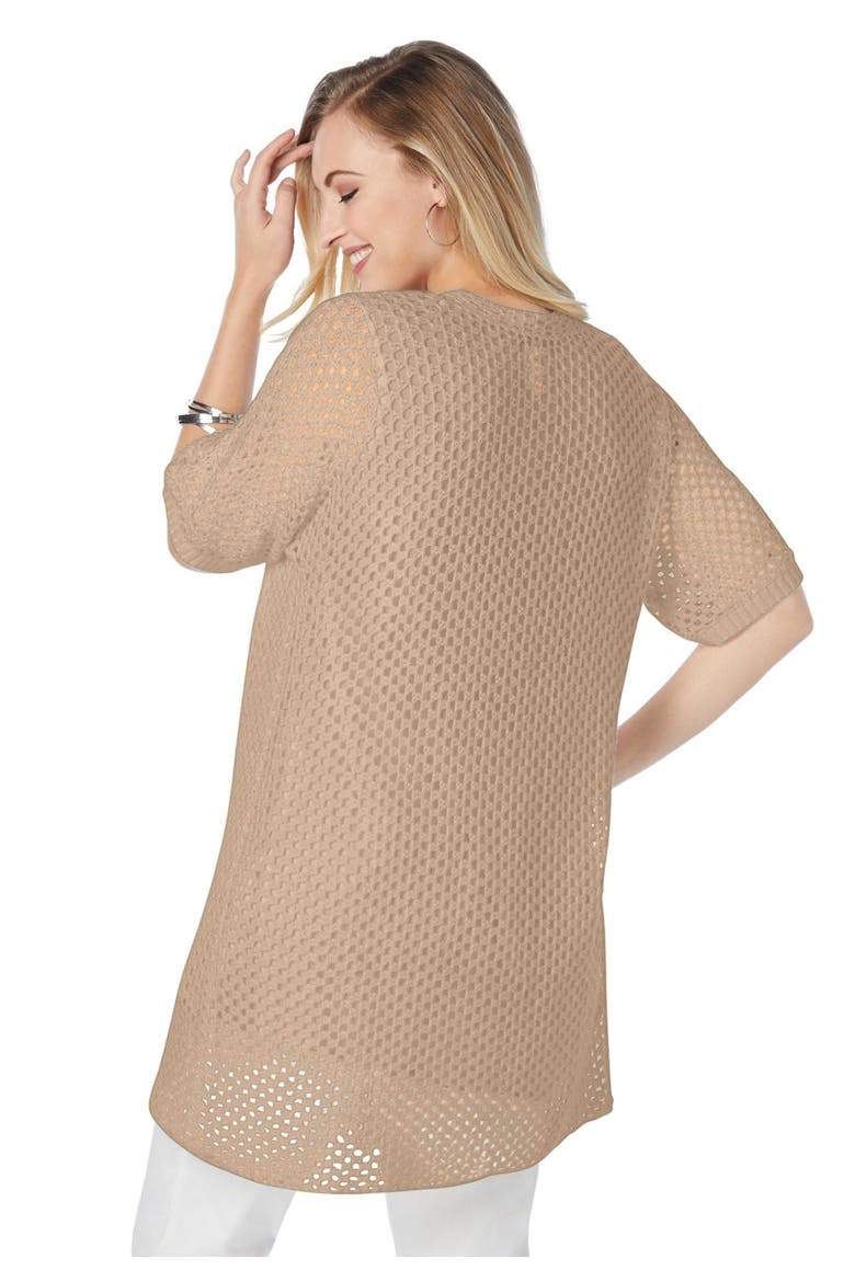 Crochet Long Cardigan, Alternate, color, NEW KHAKI