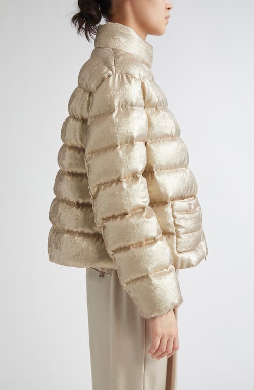 Herno Metallic Down Puffer Jacket In Gold