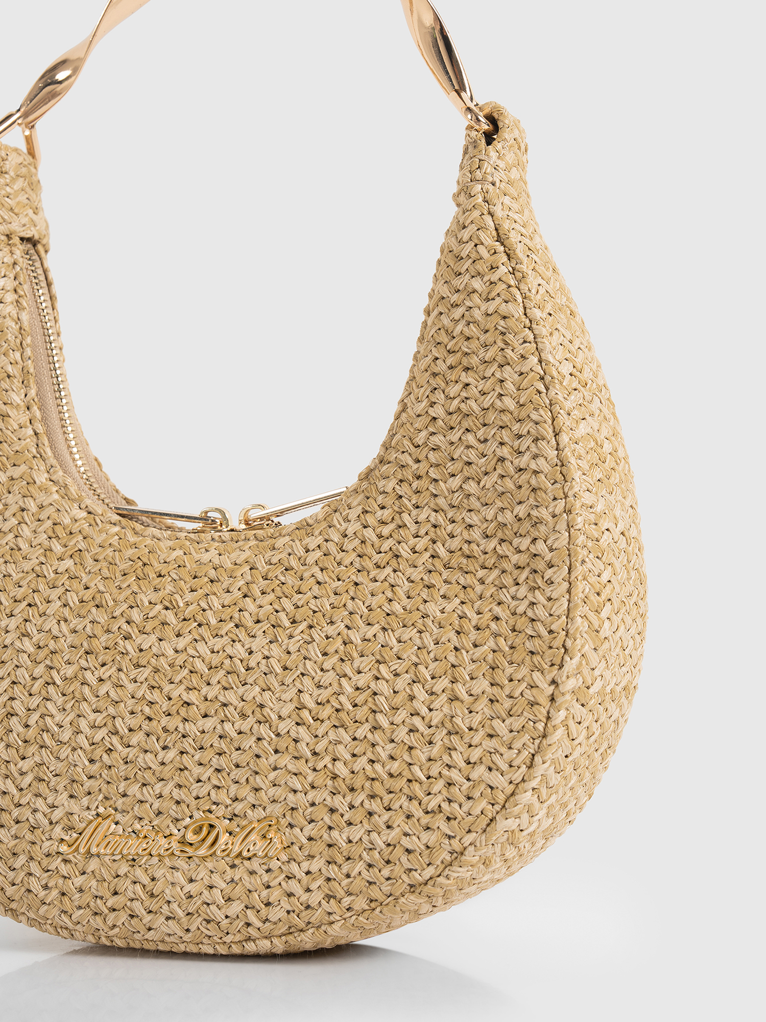 Sadie Sculpted Raffia Crescent Bag, Alternate, color, Natural