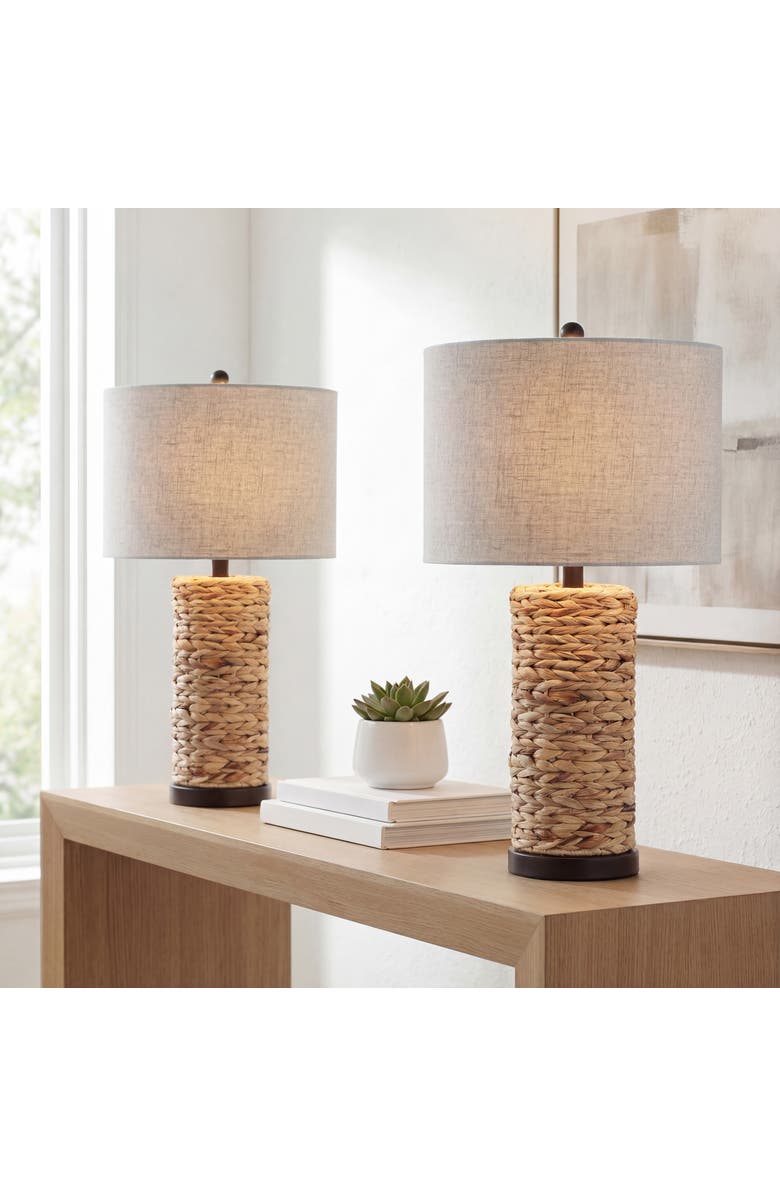 JONATHAN Y Elicia 25" 1-Light Coastal Water Hyacinth LED Table Lamp, Main, color, Natural