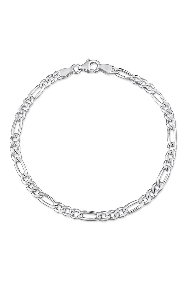 Sterling Silver Figaro Link Chain Bracelet, Main, color, WHITE
