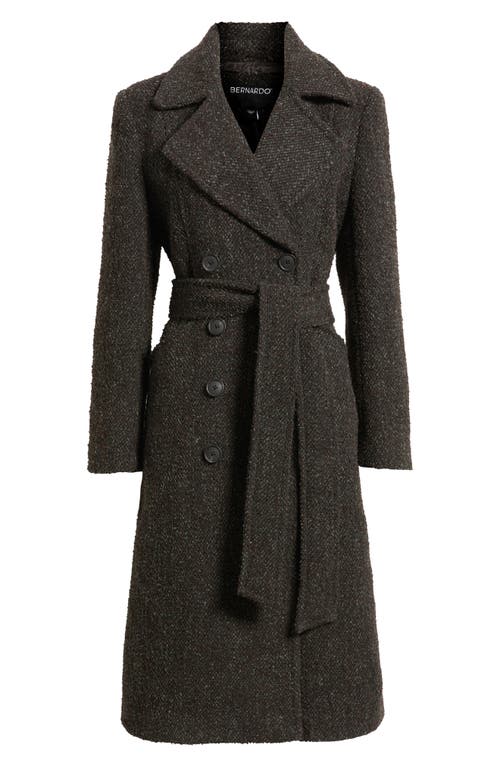 Bernardo Double Breasted Belted Coat In Brown