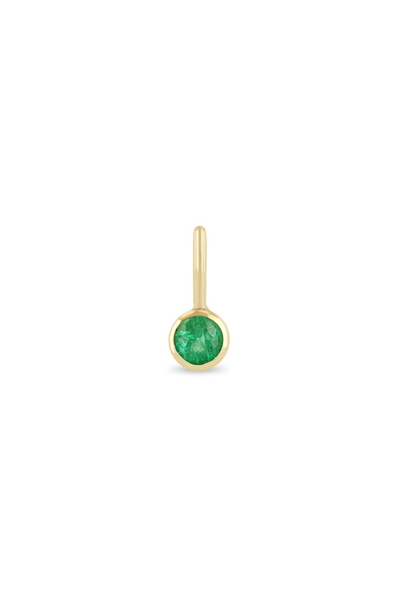 Bezel Set Emerald Charm, Main, color, YELLOW GOLD