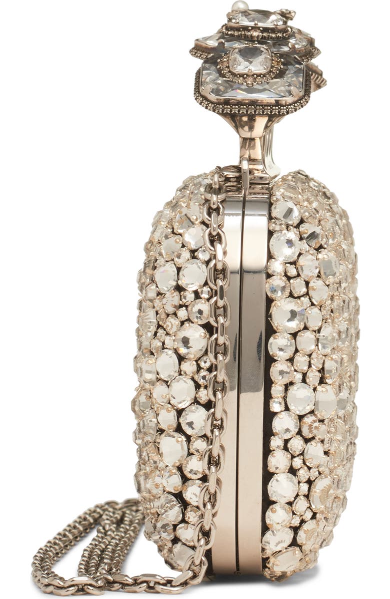 McQueen Spider Crystal Knuckle Box Clutch, Alternate, color, Silver/ Silver