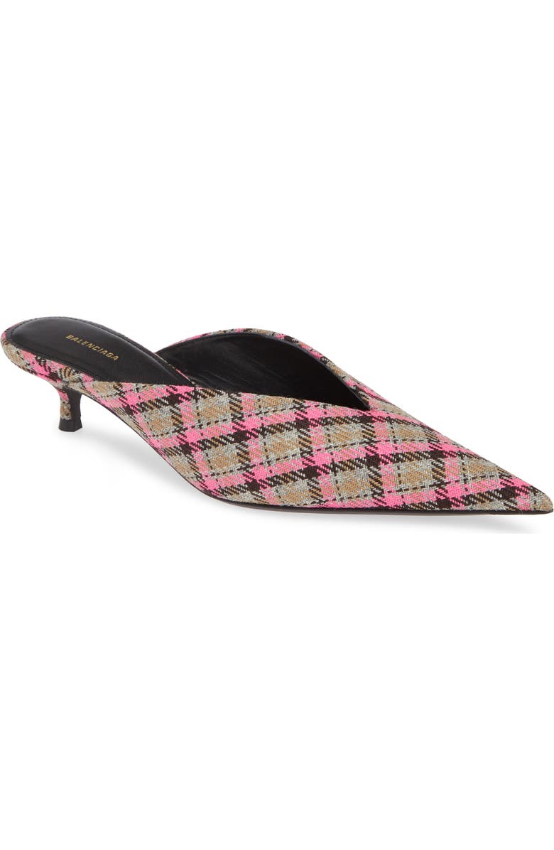 Balenciaga Plaid Pointy Toe Mule, Main, color,
