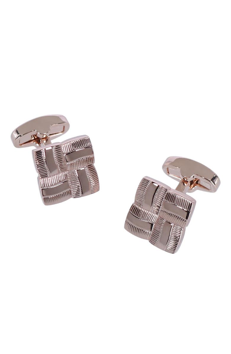 Trafalgar Clayton Square Detailed Rose Gold Cufflinks, Main, color, Rose Gold