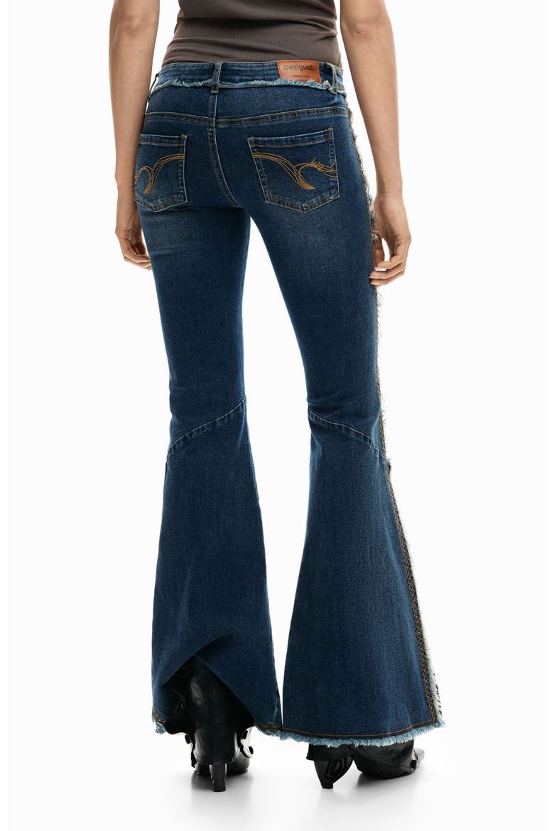 Embroidery Trim Flare Jeans, Alternate, color, DARK BLUE