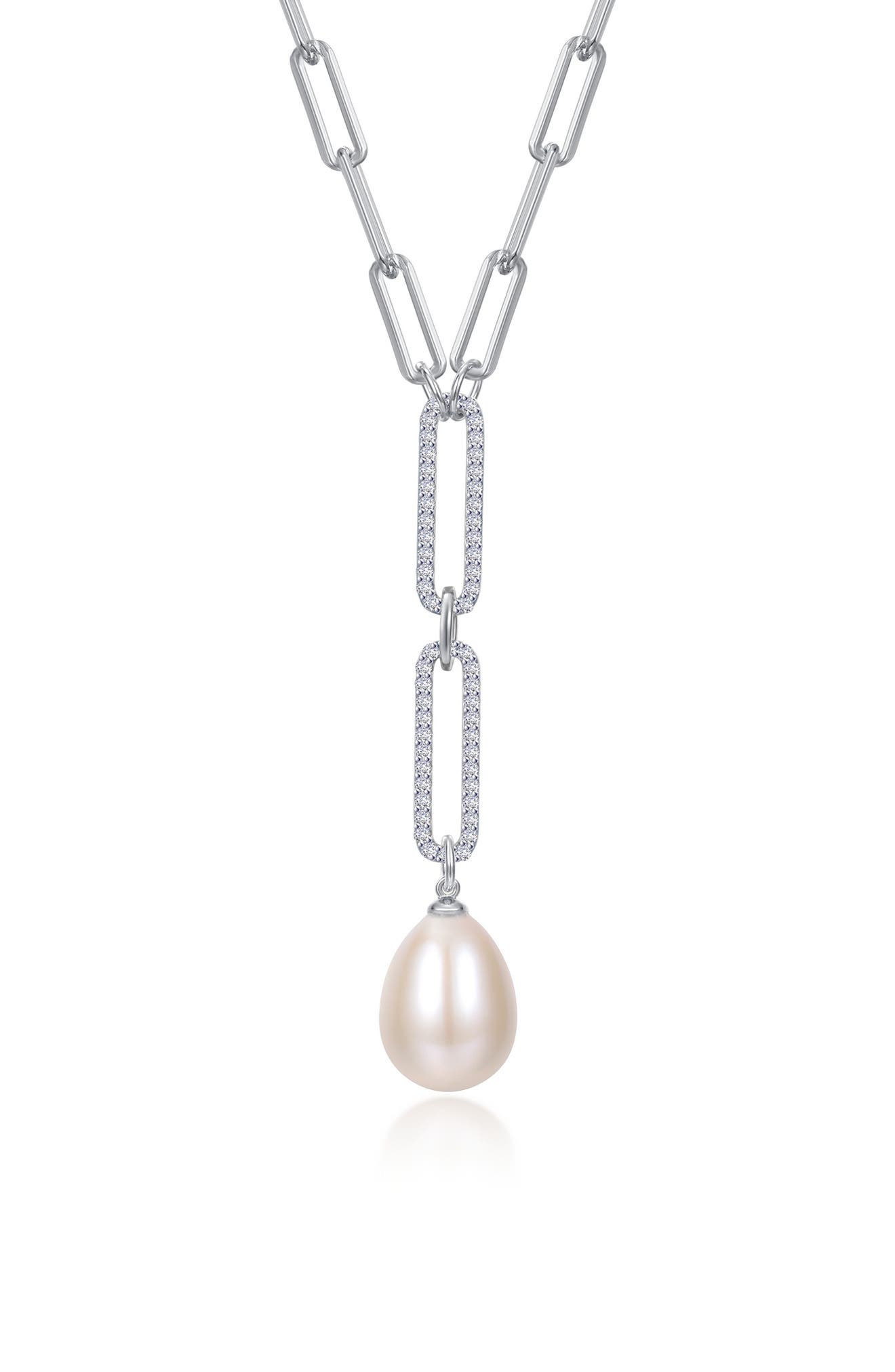 Lafonn Cultured Pearl & Simulated Diamond Y Necklace