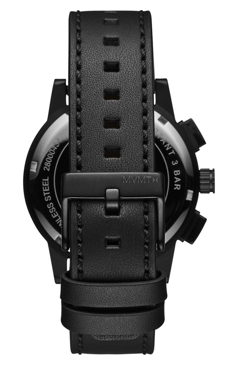 MVMT Chrono 2 Chronograph Leather Strap Watch, 44mm, Alternate, color,