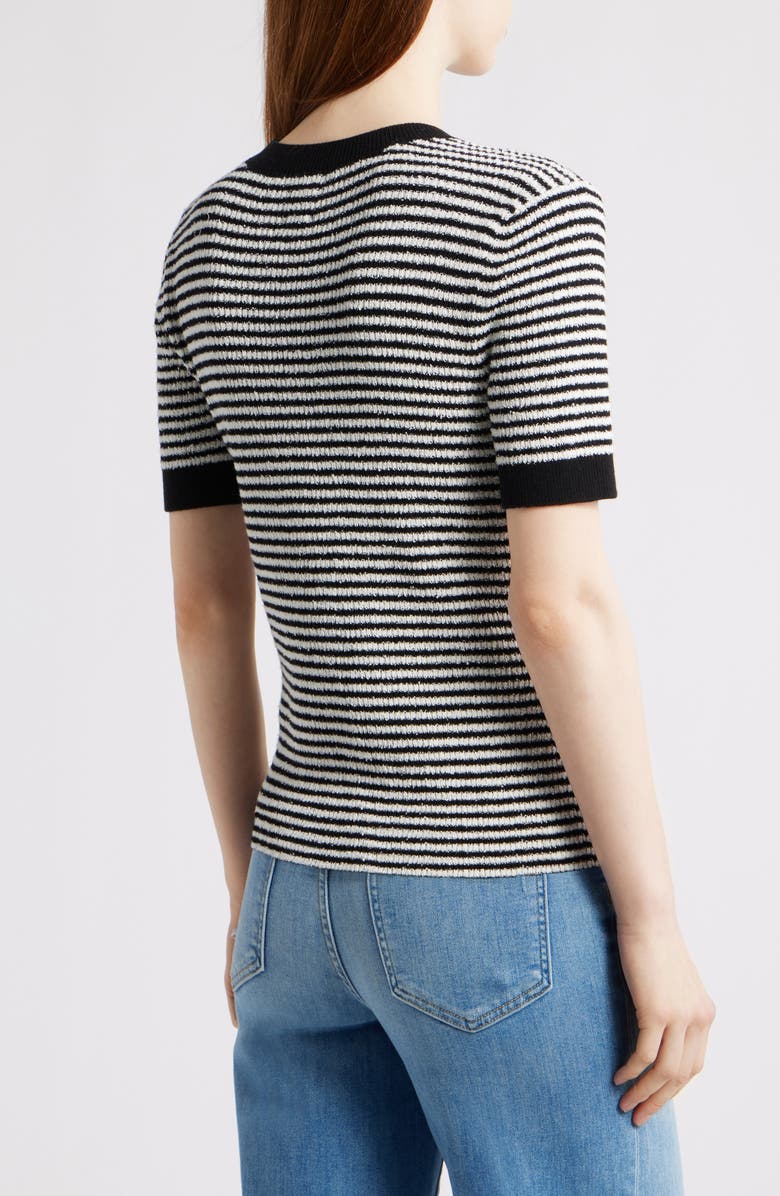 NIC+ZOE Textured Stripe T-Shirt Sweater, Alternate, color, Black Multi