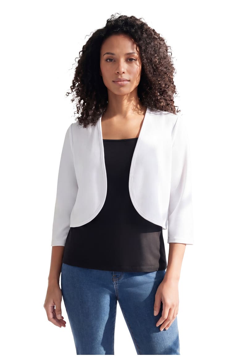 Bolero Cardigan With Three Quarter Sleeves, Main, color, WHITE