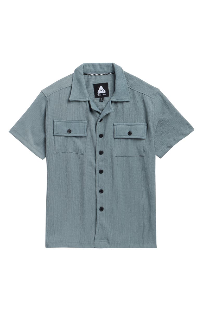 Fly By Night Kids' Textured Camp Shirt, Main, color, Smokey Blue