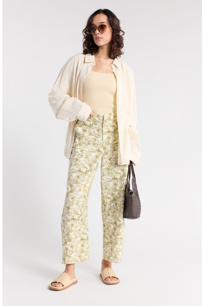 Novelty Toile Pants, Alternate, color, IVORY OLIVE PALM PRINT