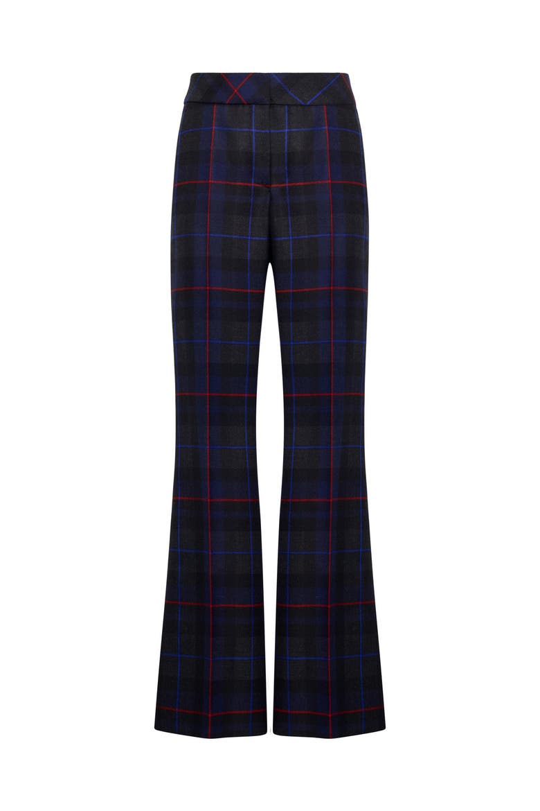 Tartan Wool Pants With Boot Leg, Alternate, color, Blue