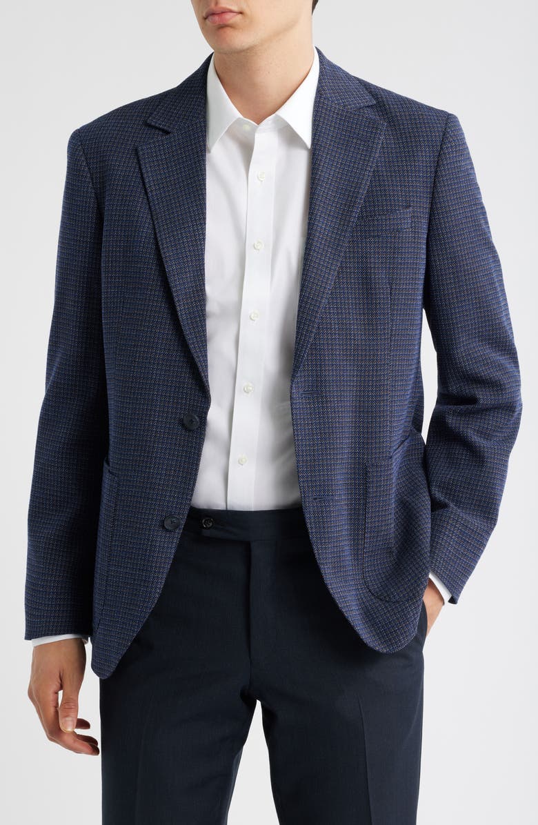 Nordstrom Grid Stretch Wool Sport Coat, Main, color, Navy- Brown Holo Grid