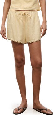 STAUD Paddle Studded Linen Drawstring Shorts