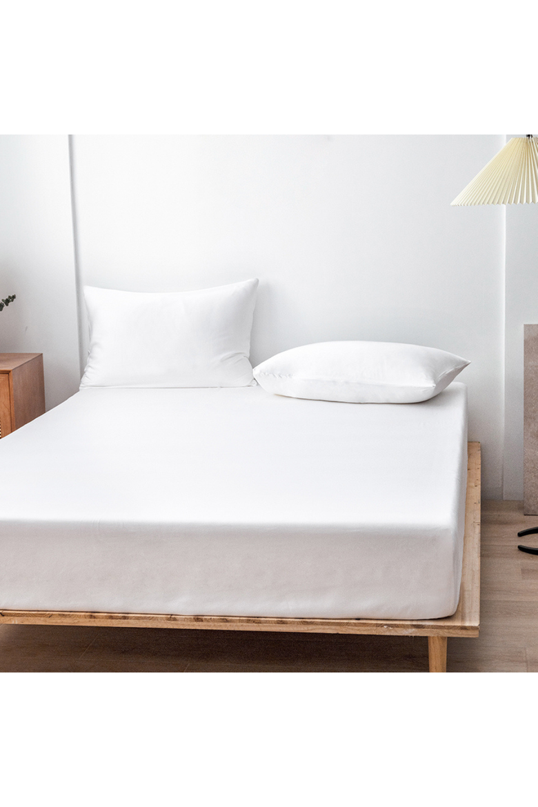 Organic Natural Sateen Fitted Sheet, Main, color, White