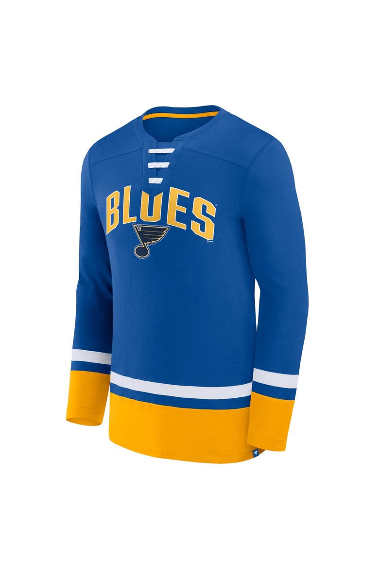 Men's Fanatics Branded Blue St. Louis Blues Back Pass Lace-Up Long Sleeve T-Shirt, Alternate, color, Blue