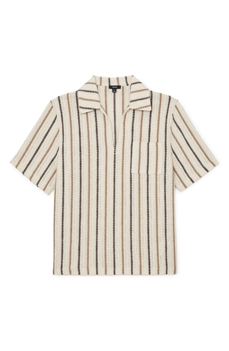 Reiss Chatham Stripe Johnny Collar Polo, Alternate, color, Ecru